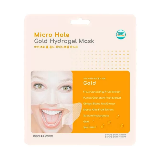 BeauuGreen Гидрогелевая маска с коллоидным золотом | 30г | Micro Hole Gold Hydrogel Mask