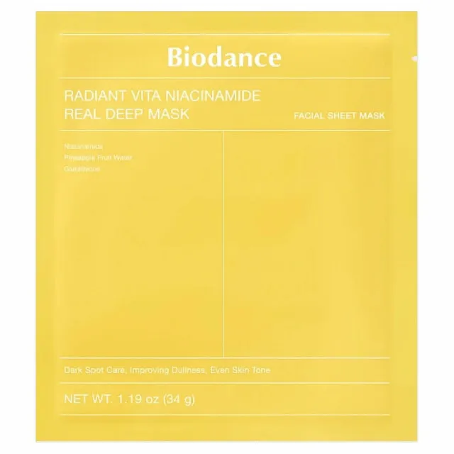Biodance Маска гидрогелевая с ниацинамидом, для сияния кожи, 34г | Radiant Vita Niacinamide Real Deep Mask