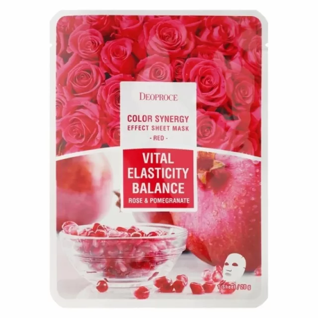 Deoproce Color Synergy Маска тканевая с экстрактом граната и розы | 20г | Color Synergy Effect Sheet Mask Red Elasticity Balance Rose and Pomegranate