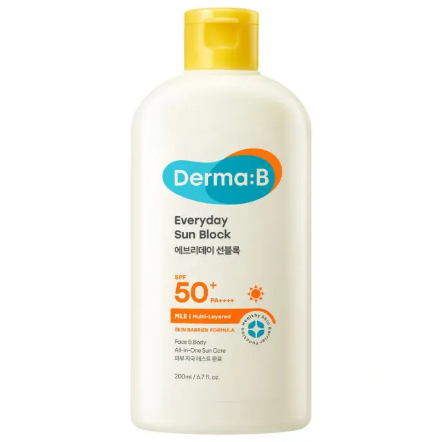 Derma:B Солнцезащитный лосьон ламеллярный для лица и тела SPF50+ PA++++ | 200мл | Everyday Sun Block SPF 50+ PA++++