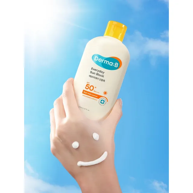 Derma:B Солнцезащитный лосьон ламеллярный для лица и тела SPF50+ PA++++ | 200мл | Everyday Sun Block SPF 50+ PA++++
