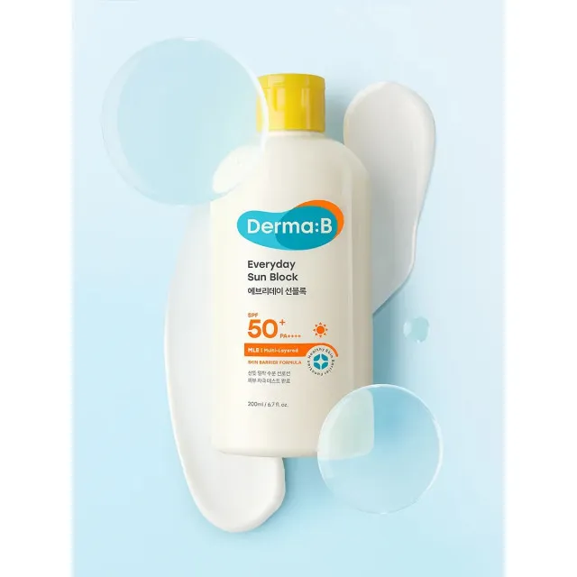 Derma:B Солнцезащитный лосьон ламеллярный для лица и тела SPF50+ PA++++ | 200мл | Everyday Sun Block SPF 50+ PA++++