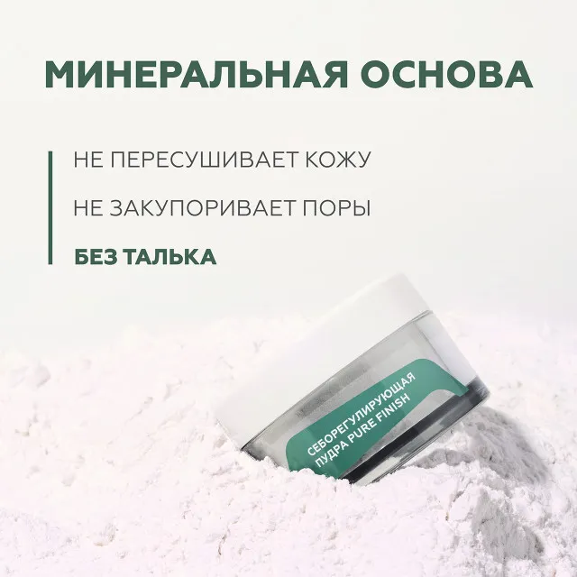 ГЕЛЬТЕК Себорегулирующая пудра Pure Finish, 10г (банка), GELTEK