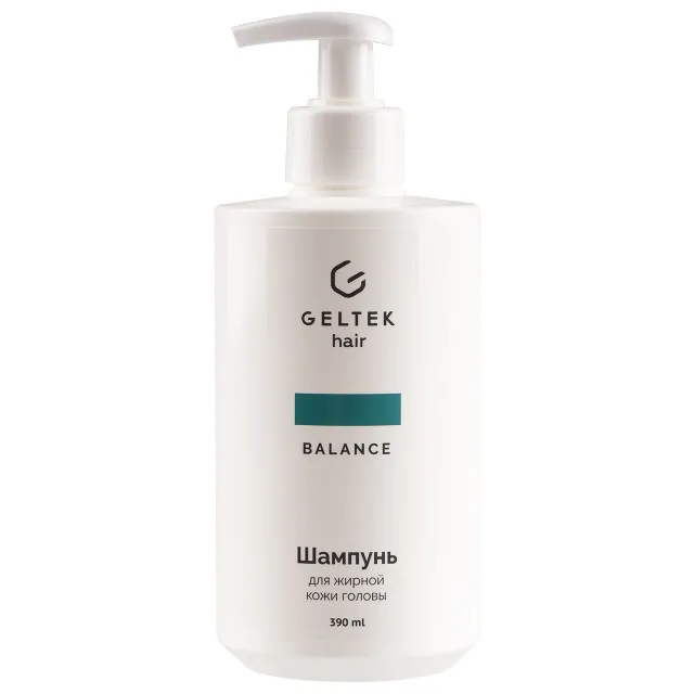 ГЕЛЬТЕК hair Шампунь для жирной кожи головы, 390мл (флакон с дозатором), GELTEK