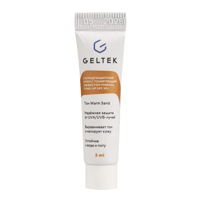 ГЕЛЬТЕК sun protection Солнцезащитный крем с тонирующим эффектом Mineral Tone-Up SPF 50+, тон Warm Sand, 5мл, GELTEK