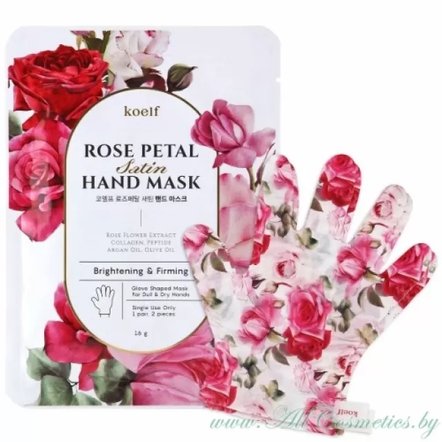 koelf Rose Petal Маска-перчатки для ухода за кожей рук | 1 пара, 16гр | Rose Petal Satin Hand Mask