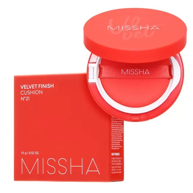 MISSHA Velvet  Тональная основа - кушон c матовым финишем SPF50+ PA+++, тон 21 | 15г | Finish Cushion SPF50+ PA+++