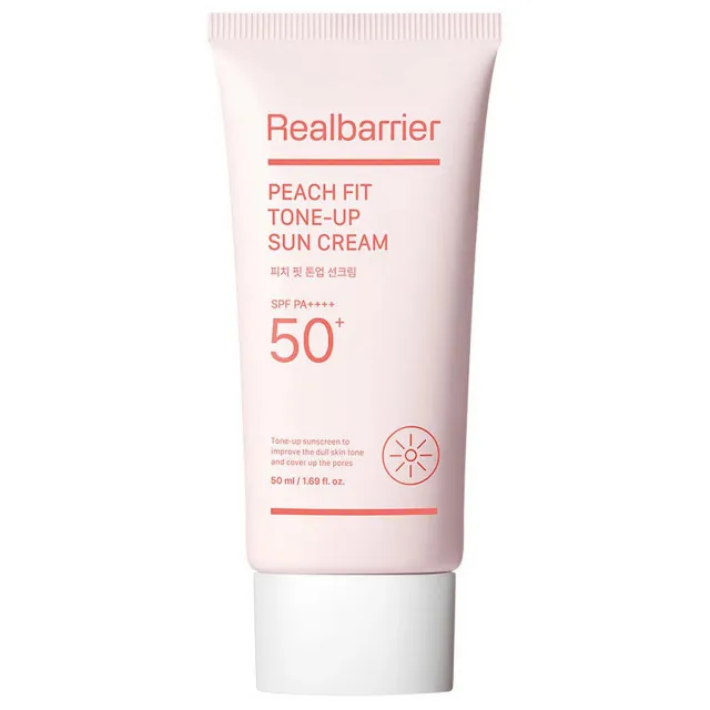 Real Barrier Солнцезащитный крем с тонирующим эффектом, SPF50+ PA++++ | 50мл | Real Barrier Peach Fit Tone-Up Sun Cream SPF 50+ PA++++