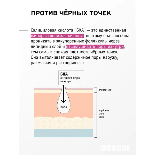 SEVEKI БХА + Цинк себорегулирующая сыворотка для лица, 35мл