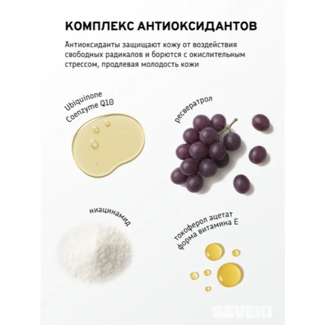 SEVEKI Ресвератрол + Q10 крем-сыворотка вокруг глаз, 25мл