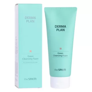 the SAEM DERMA PLAN Green Крем - пенка для умывания, для чувствительной и жирной кожи | 150мл | Derma Plan Green Cleansing Foam