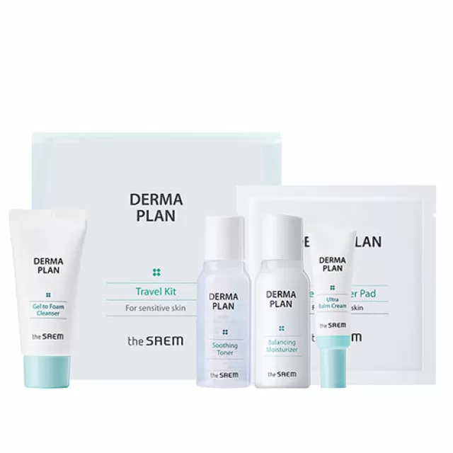 the SAEM DERMA PLAN Набор для чувствительной кожи | 25мл+31мл+31мл+7мл+3шт | DERMA PLAN Travel Kit