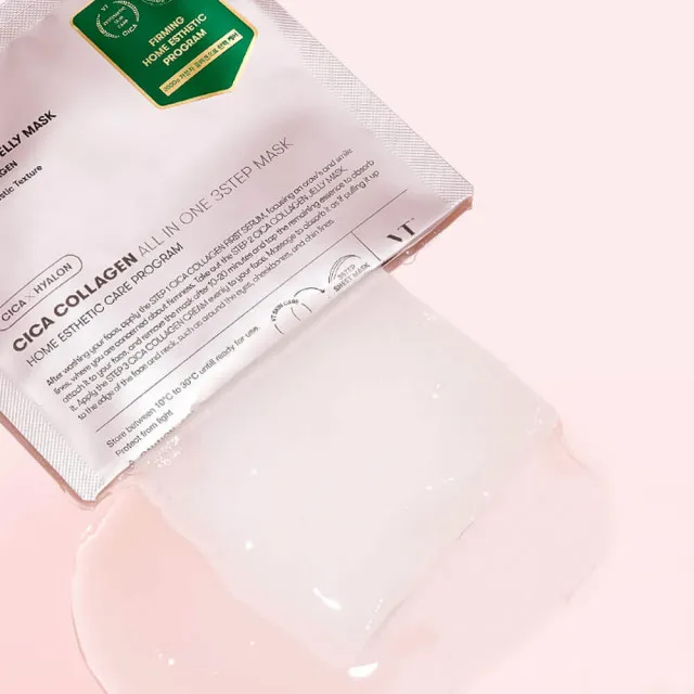 VT CICA COLLAGEN Набор трехступенчатый с коллагеном, 1*(1.5г+24г+1.5г) | VT CICA COLLAGEN All In One 3Step Mask