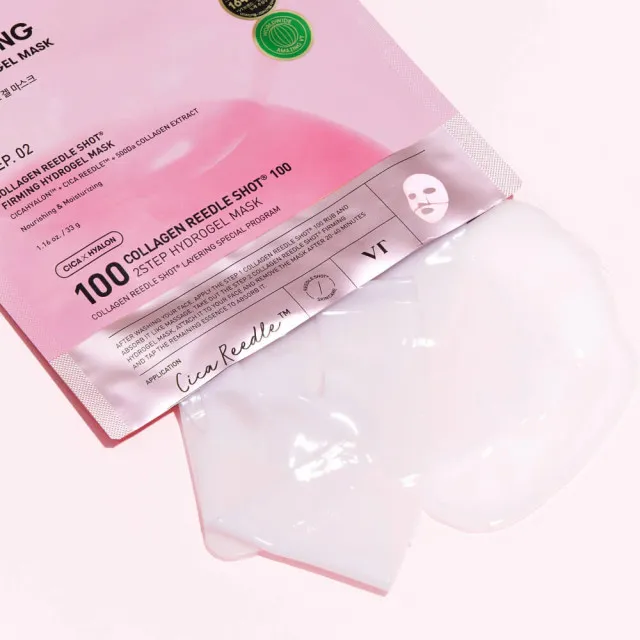 VT REEDLE SHOT 100 COLLAGEN Маска гидрогелевая с микроиглами и коллагеном, двухступенчатая, 1.5г+33г | VT COLLAGEN REEDLE SHOT 100 2 Step Hydrogel Mask