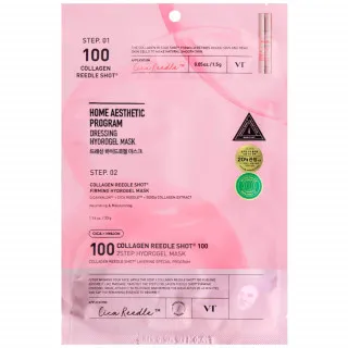 VT REEDLE SHOT 100 COLLAGEN Маска гидрогелевая с микроиглами и коллагеном, двухступенчатая, 1.5г+33г | VT COLLAGEN REEDLE SHOT 100 2 Step Hydrogel Mask, Firming