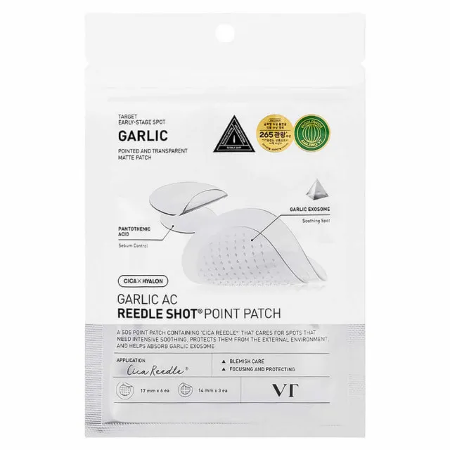 VT GARLIC AC Патчи от акне с микроиглами и чесноком, 9шт (3*14мм + 6*17мм) | VT GARLIC AC REEDLE SHOT Point Patch