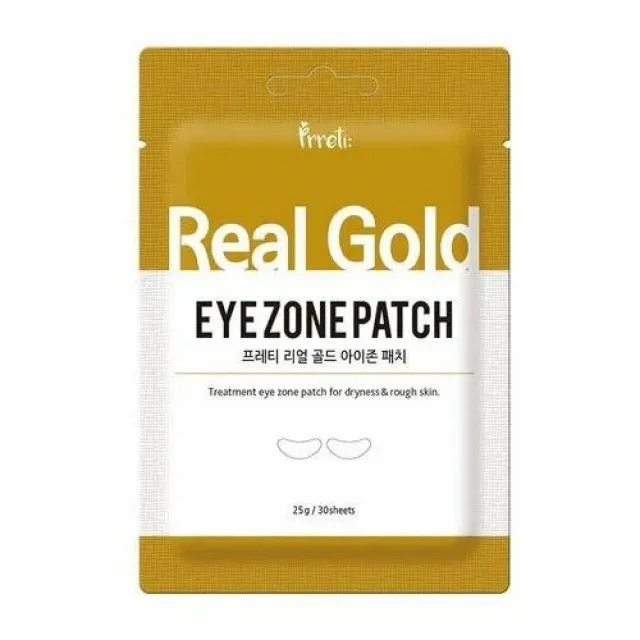 prreti Патчи тканевые для кожи вокруг глаз, с золотом антивозрастные | 30шт(25г) | prreti Real Gold Eye Zone Patch