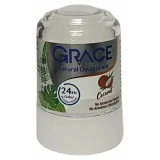 GRACE Дезодорант минеральный кристаллический (квасцы), Кокос | 50г | NOVOLIFE GRACE Natural Deodorant, Coconut