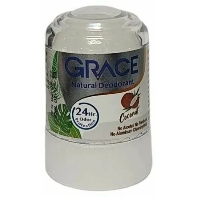 GRACE Дезодорант минеральный кристаллический (квасцы), Кокос | 50г | NOVOLIFE GRACE Natural Deodorant, Coconut