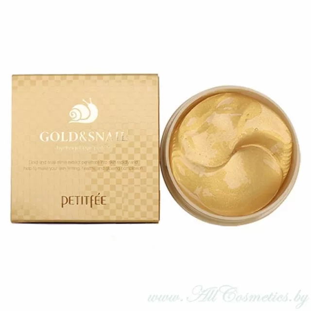 PETITFEE Gold Snail Гидрогелевые маски (патчи) для кожи вокруг глаз, с золотом и экстрактом слизи улитки | 60шт | Gold Snail Hydrogel Eye Patch