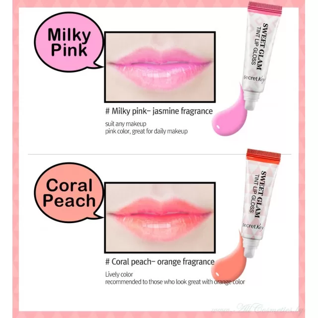 Secret Key SWEET GLAM Тинт для губ, Milky pink | 10мл | SWEET GLAM Tint Lip Gloss