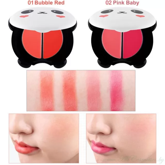 TONY MOLY Pandas Dream Кремовые румяна и помада для губ, No.02 Pink Baby | 3.4г(1.7г*2) | Pandas Dream Dual Lip and Cheek, No.02 Pink Baby