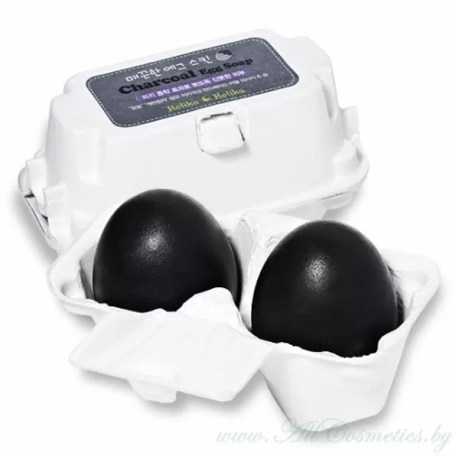 Holika Holika Egg Мыло - маска, для лица, с древесным углем | 2*50г | Charcoal Egg Soap