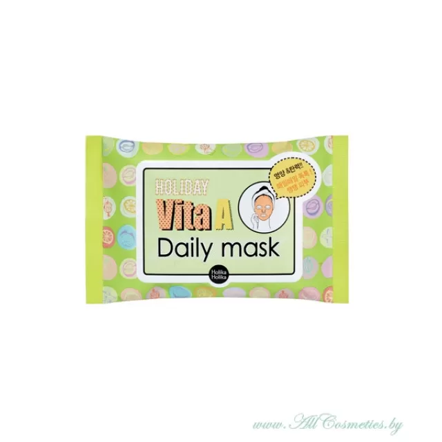 Holika Holika Holiday Vita Маска тканевая, для лица, с витамином А (против морщин) | 10шт | Holiday Vita A Daily Mask