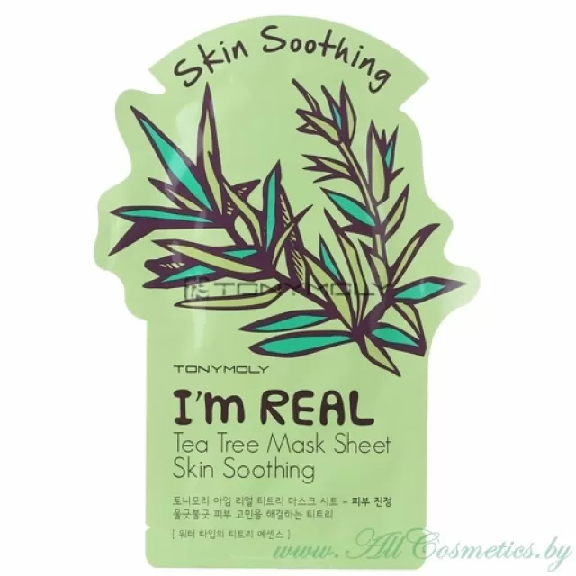 TONY MOLY Im REAL Маска тканевая, Tea Tree - Чайное дерево | 21г | TONYMOLY I m REAL Mask Sheet