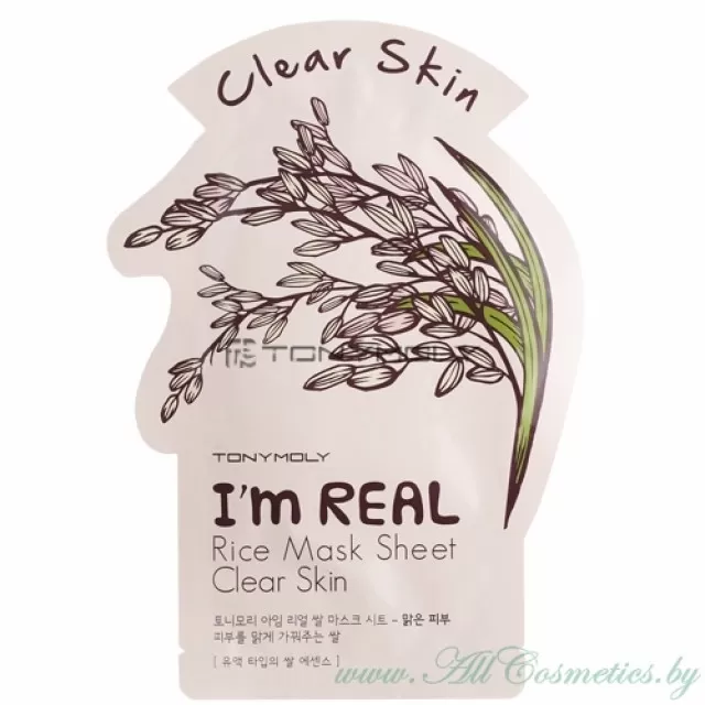 TONY MOLY Im REAL Маска тканевая, Rice – Рис | 21г | TONYMOLY I m REAL Mask Sheet