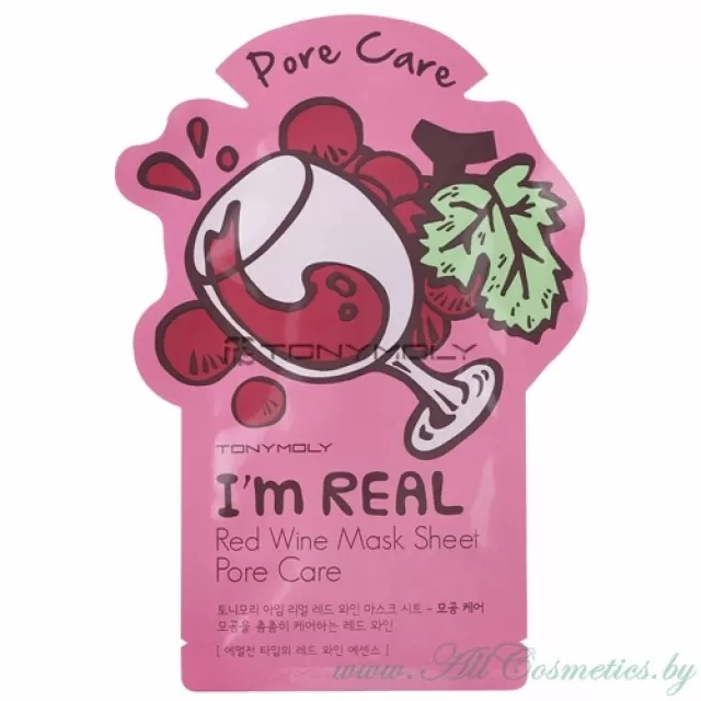 TONY MOLY Im REAL Маска тканевая, Red Wine – Красное вино | 21г | TONYMOLY I m REAL Mask Sheet