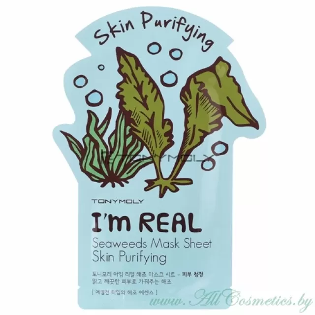 TONY MOLY Im REAL Маска тканевая, Seaweeds – Морские водоросли | 21г | TONYMOLY I m REAL Mask Sheet