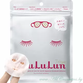 LuLuLun 7 days Маска для лица, упаковка 7 штук, очищающая и отбеливающая, с витамином С | 7 days Pack Mask Sheet, White