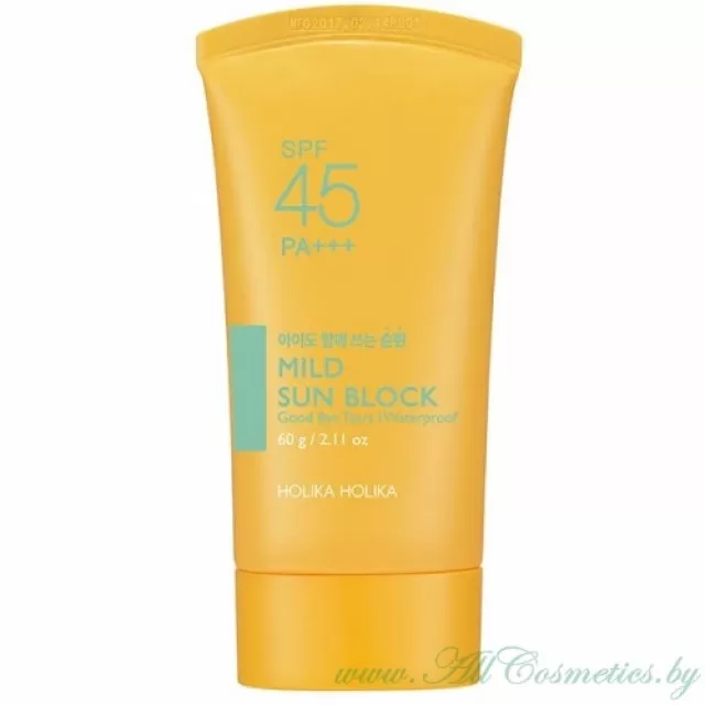 Holika Holika SUN Солнцезащитный крем, водостойкий, SPF 45 PA+++ | 60г | Mild Sun Block, SPF 45 PA+++