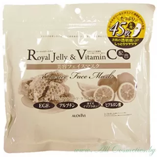 ALOVIVI Маска для лица, упаковка 45 штук, с экстрактом маточного молочка и витамином С | 450мл | Royal Jelly and Vitamin C Essence Face Mask