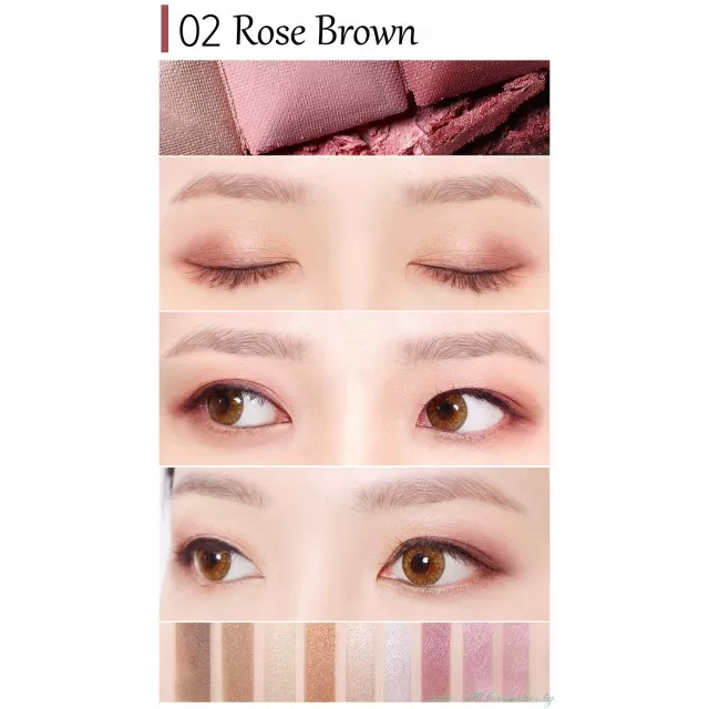 seaNtree Палетка теней для век, 9 оттенков, No.02 Rose Brown | 10г | 3x3 Cube Eye Shadow, No.02 Rose Brown