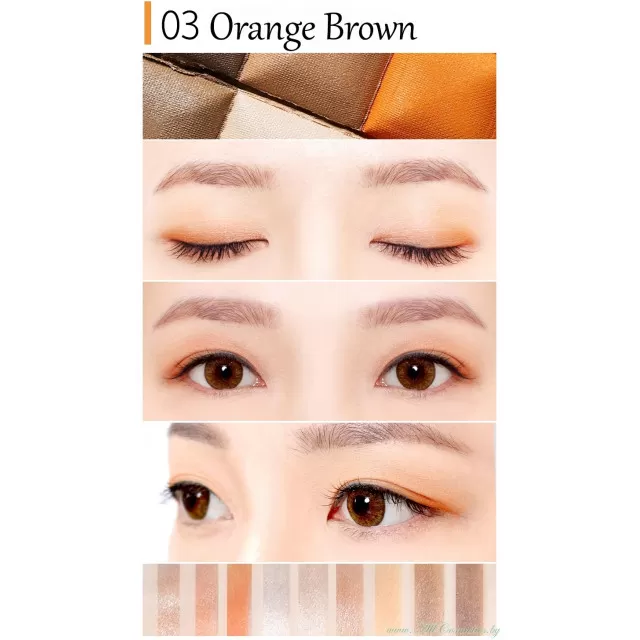 seaNtree Палетка теней для век, 9 оттенков, No.03 Orange Brown | 10г | 3x3 Cube Eye Shadow, No.03 Orange Brown