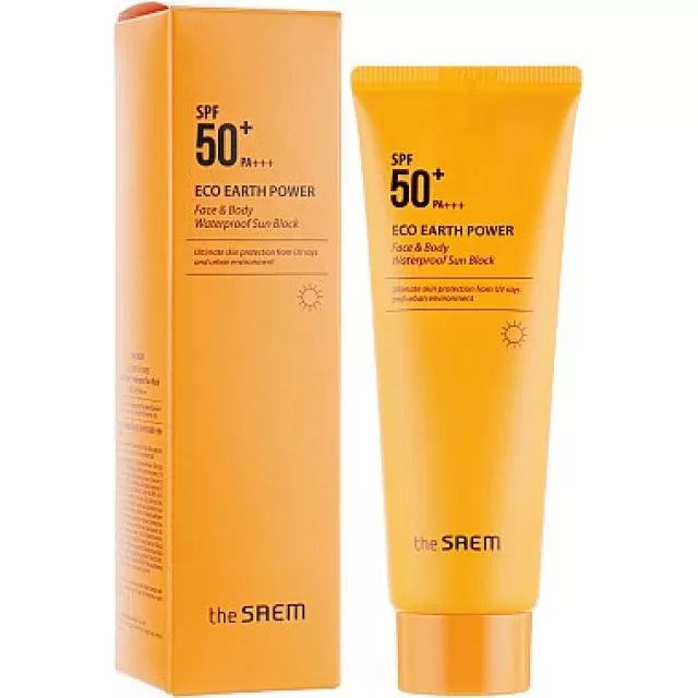 the SAEM ECO EARTH POWER Крем солнцезащитный, водостойкий для лица и тела SPF 50+ PA++++ | 100г | ECO EARTH POWER Face and Body Waterproof Sun Cream, SPF 50+ PA++++