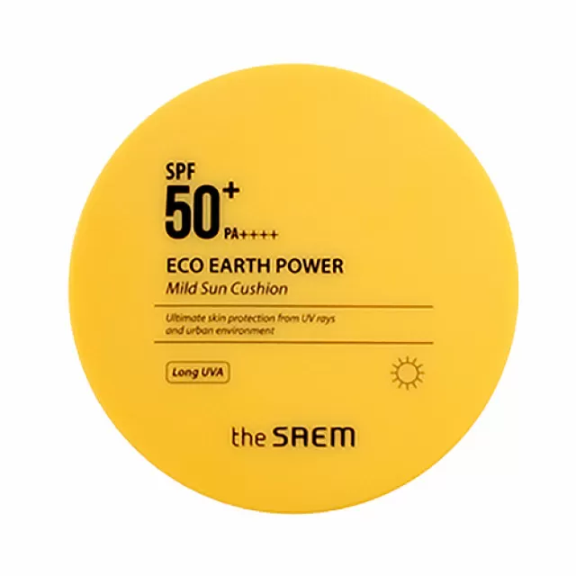 the SAEM ECO EARTH POWER Кушон солнцезащитный SPF 50+ PA+++ | 15г | ECO EARTH POWER Mild Sun Cushion SPF 50+ PA+++