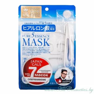 JAPAN GALS Pure 5 Essence Маска для лица, курс 7шт, с гиалуроновой кислотой | 7шт | Pure 5 Essence Mask, Hyluronic acid, 7P