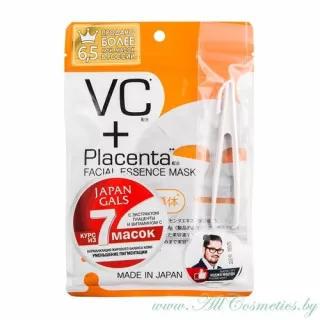 JAPAN GALS Placenta + Маска для лица, курс 7шт, с плацентой и Витамином С | 7шт | Placenta + VC Mask, 7P
