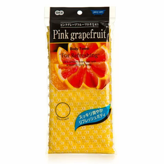 OH:E Juicy Care Массажная мочалка, Грейпфрут, освежающая | Juicy Care Grapefruit Body Towel, For Refreshing