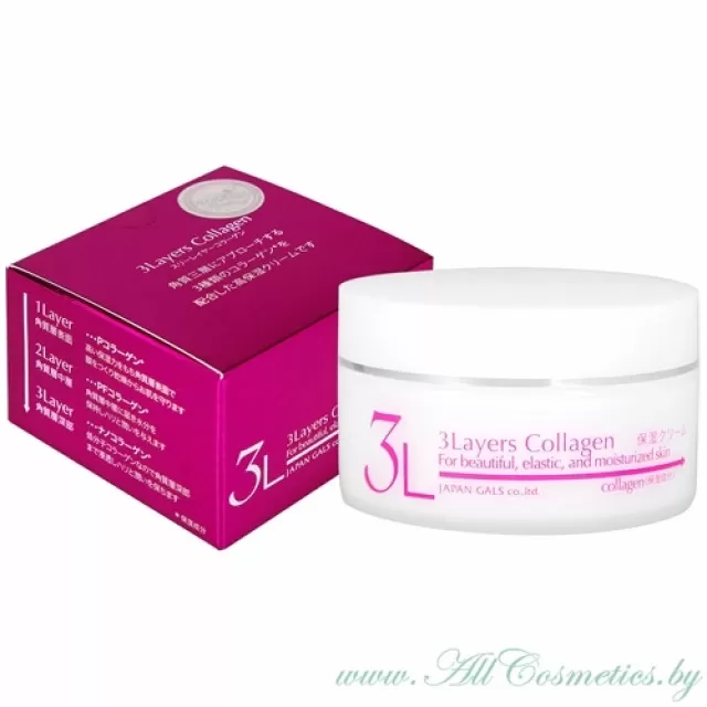 JAPAN GALS 3 Layers Collagen Крем увлажняющий, с 3-мя видами коллагена | 60г | 3 Layers Collagen Cream