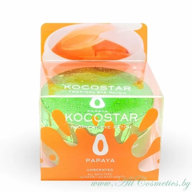 KOCOSTAR Tropical Гидрогелевые патчи, Папайя | 60шт(90г) | Tropical Eye Patch, Papaya