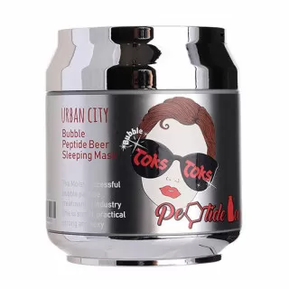 baviphat Urban City Маска для лица ночная пузырьковая с пептидами и экстрактом пива | 90г | Urban City Bubble Peptide Beer Sleeping Mask