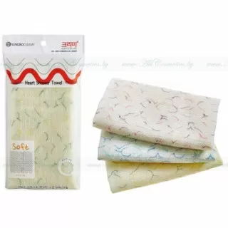 SUNGBO CLEAMY Мочалка для душа, средней жесткости (Soft Type 3) no.134 | CLEAMY Heart Shower Towel