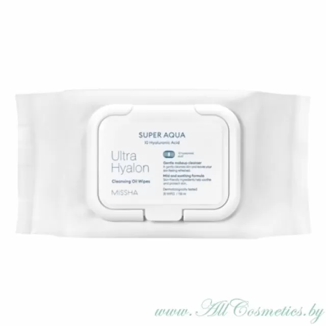 MISSHA SUPER AQUA Ultra Hyalron Салфетки на масляной основе, очищающие | 30шт(158мл) | SUPER AQUA Ultra Hyalron Cleansing Oil Wipes