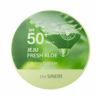 the SAEM Jeju Fresh Aloe Кушон освежающий солнцезащитный SPF 50+ PA+++, натуральный бежевый | 12г | Jeju Fresh Aloe Cooling Cushion SPF 50+ PA+++, Natural Beige