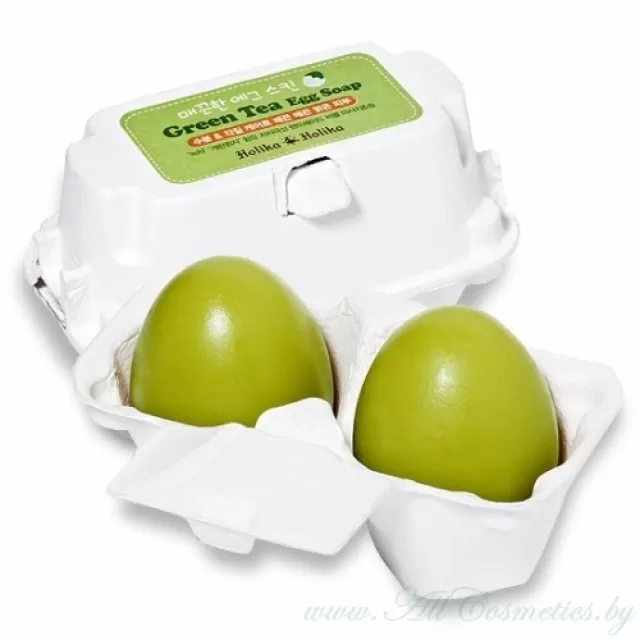 Holika Holika Egg Мыло - маска, для лица, с зеленым чаем | 2*50г | Green Tea Egg Soap