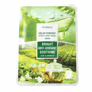 подарок: Deoproce Color Synergy Маска тканевая с экстрактами алоэ и зеленого чая | 20г | Color Synergy Effect Green Bright Vitality Soothing Sheet Mask